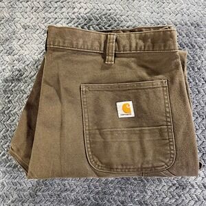 Carhartt Relaxed Fit Brown Canvas Work Pants Men's Size 42x32 Carpenter Style